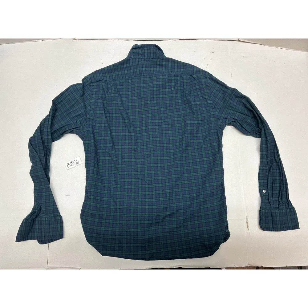 Polo Ralph Lauren Slim Fit Blackwatch Plaid Flannel Shirt Mens Medium Navy Green
